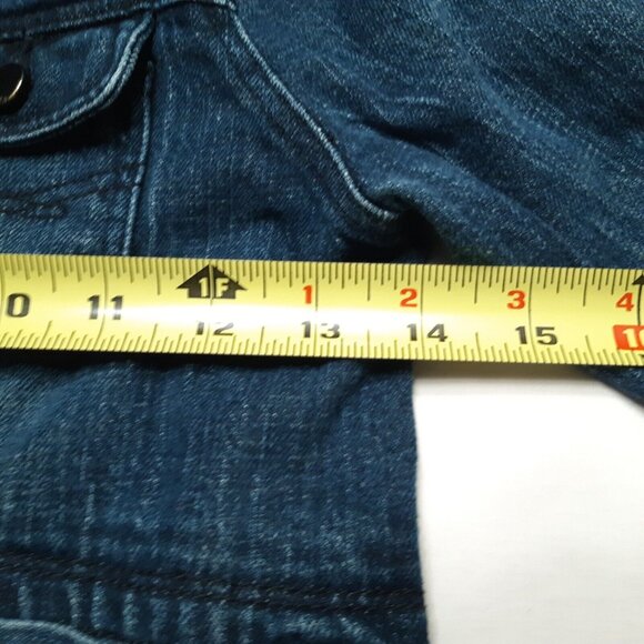 Gap Jacket Girls Medium Blue Kids 1969 Button Up Denim Pockets Dark Wash Stretch - Picture 4 of 15